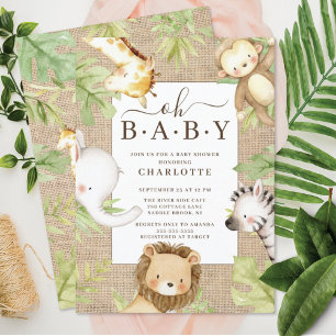 Oh Baby Jungle Baby shower Invitation