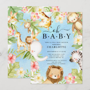 Oh Baby Jungle Baby shower Invitation