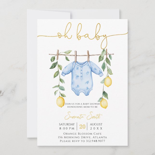 Oh baby lemon  Baby Shower Invitation (Devant)