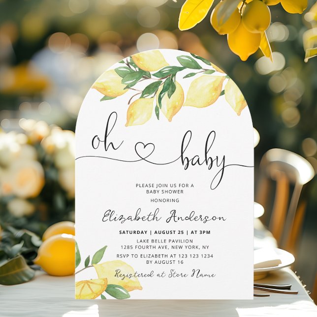 Oh Baby Lemon Citrus Baby shower Invitation (Créateur téléchargé)