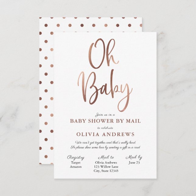 Oh Baby Long Distance Baby shower Invitation (Devant / Derrière)