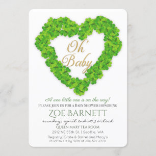 Oh Baby Lucky Clover Baby shower Invitation