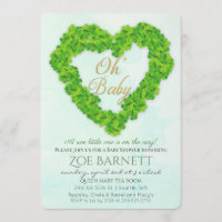 Oh Baby Lucky Clover Baby shower Invitation