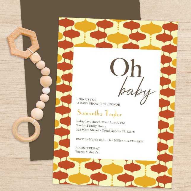 Oh Baby Mid Century Moderne Baby shower Invitation (Mid Century Modern Patterned Baby Shower Invitation  )