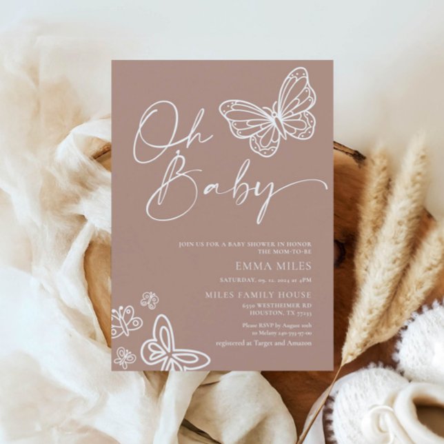 Oh Baby Minimalist Baby shower Invitation (Créateur téléchargé)