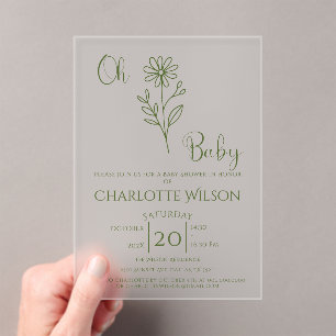 Oh Baby Minimaliste Invitation Baby Shower Fleur d