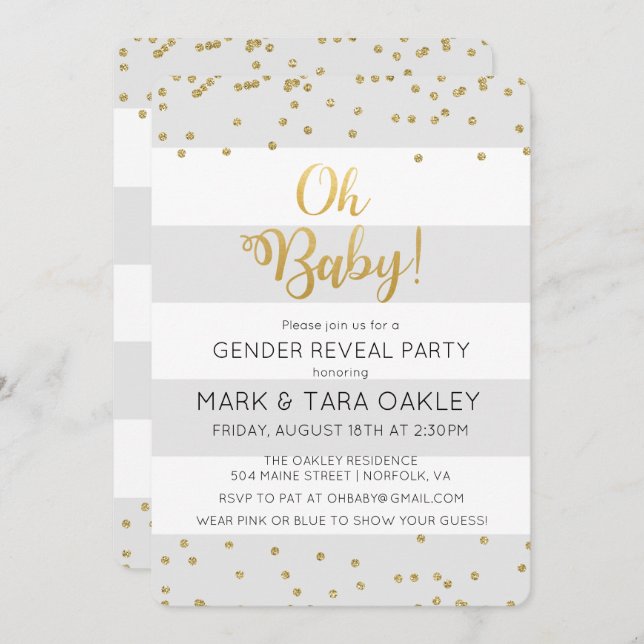 Oh Baby Modern Baby shower Invitation (Devant / Derrière)
