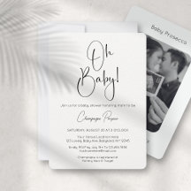 Oh Baby Modern Script Baby shower photo Invitation