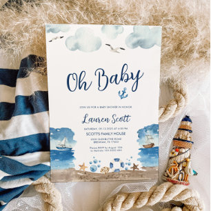 Oh Baby Nautical Baby shower Invitation
