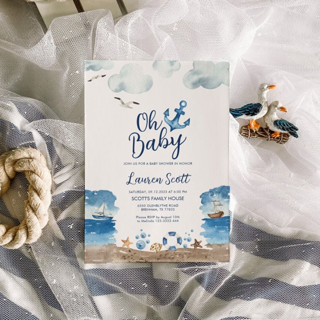 Oh Baby Nautical Baby shower Invitation (Créateur téléchargé)