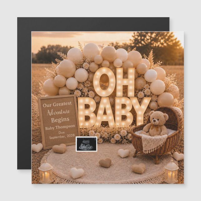 Oh Baby Neutral annonce de grossesse souvenir  (Devant / Derrière)