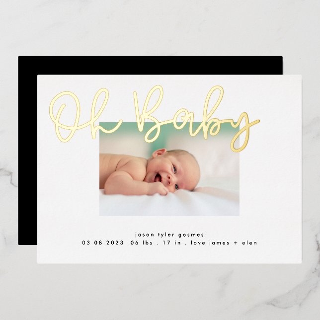 Oh Baby or Foil Funky Fun Baby Faire-part (Recto/Verso)