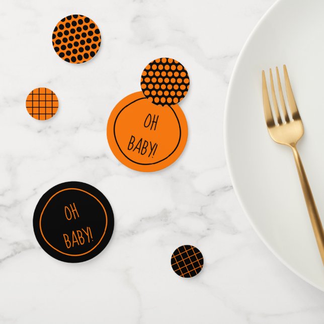 Oh Baby Orange Baby shower noir Motifs Confetti (Groupe)
