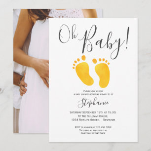 Oh Baby Photo Jaune Pieds Baby shower Invitation