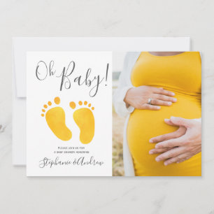 Oh Baby Photo Jaune Pieds Baby shower Invitation