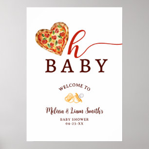 Oh Baby Pizza Baby shower Affiche de bienvenue - A