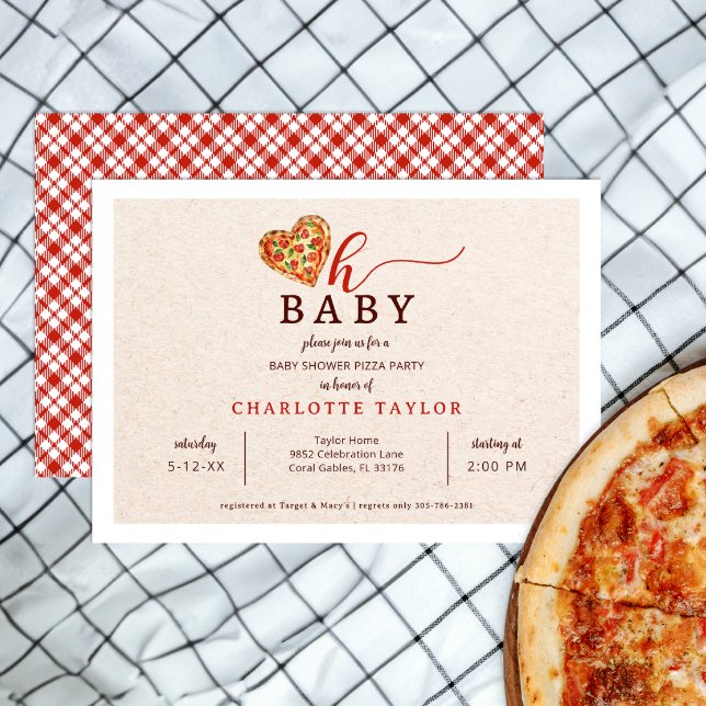 Oh Baby Pizza Baby shower Invitation - Fun Food-Th (Oh Baby Pizza Baby Shower Invitation)