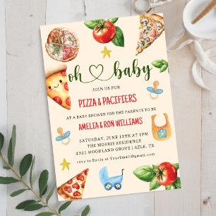 Oh Baby Pizza + Tétines Invitation à la Baby Showe