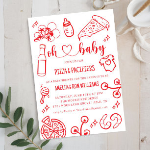 Oh Baby Pizza + Tétines Invitation à la Baby Showe