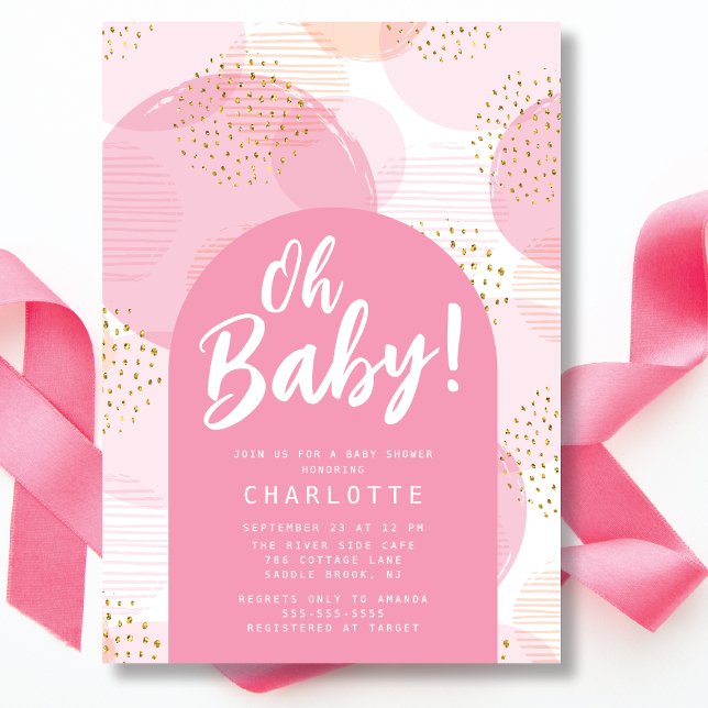 Oh Baby Pois Baby shower Invitation (Créateur téléchargé)