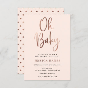Oh Baby Rose Gold Baby shower Invitation