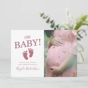 Oh Baby Rose Gold Invitation Personnalisée avec Ph