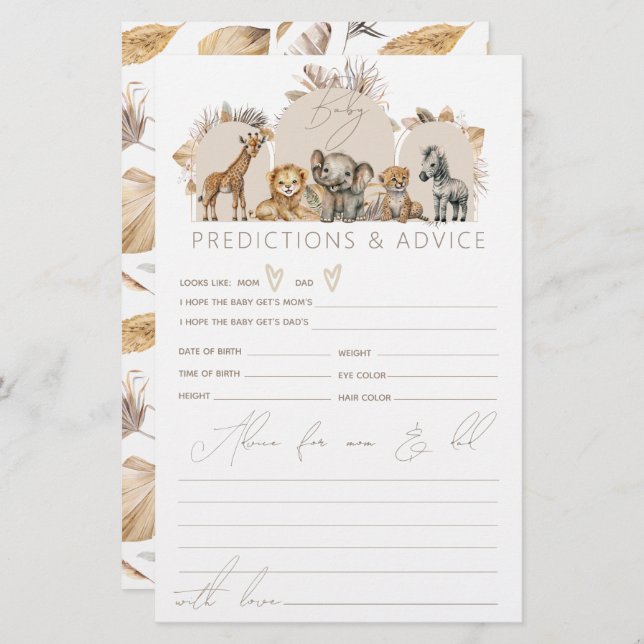 Oh Baby Safari Animaux Boho jeu de Baby shower (Devant / Derrière)