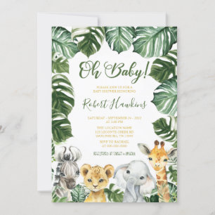 Oh Baby Safari Baby shower animal Invitation