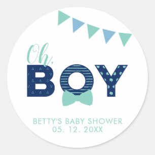 Oh Baby shower garçon Sticker Merci Favoris
