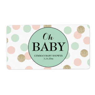 Oh Baby shower Mini Champagne Étiquette Genre Neut