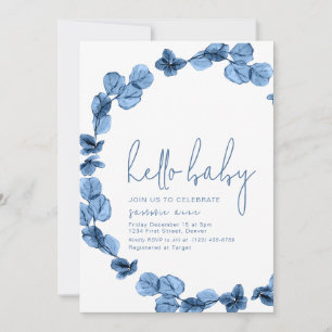 Oh Baby Simple Baby shower bleu foncé Invitation