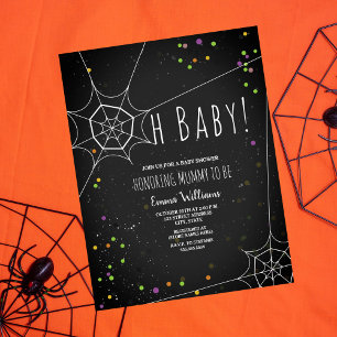 Oh Baby Spiderweb Halloween Baby shower Invitation