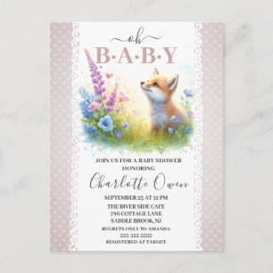 Oh Baby Sweet Foxy Baby shower Invitation Carte po