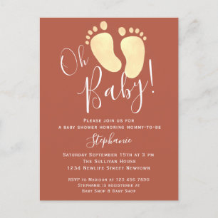 Oh Baby Terracotta Baby shower Invitation Carte po
