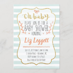 Oh Baby Watercolor Baby shower Invitation