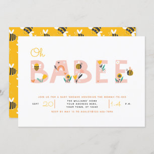Oh Baby Yellow Bee Baby shower Invitation