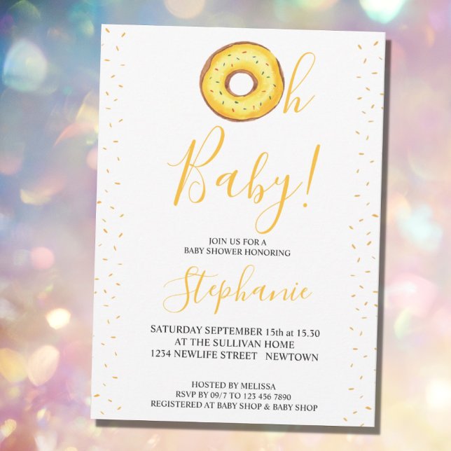 Oh Baby Yellow Donut Baby shower Invitation (Créateur téléchargé)