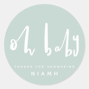 Oh, bébé, baby shower fête merci les autocollants