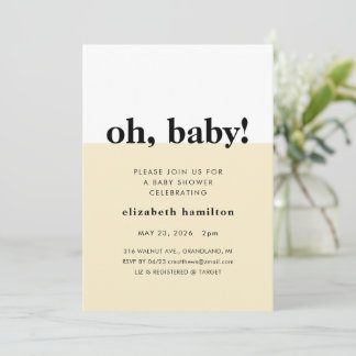 Oh Bébé ! Faire-part de baby shower crème et blanc