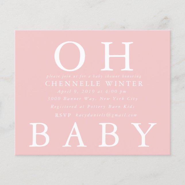 Oh Bébé | Invitation à la Baby Shower (Devant)