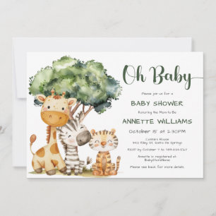 Oh Bébé Invitation Baby Shower Safari Animal Tout
