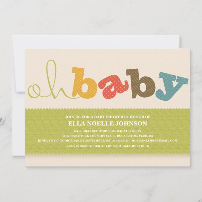 OH BÉBÉ ! | INVITATION DE BABY SHOWER COLORÉ (Devant)