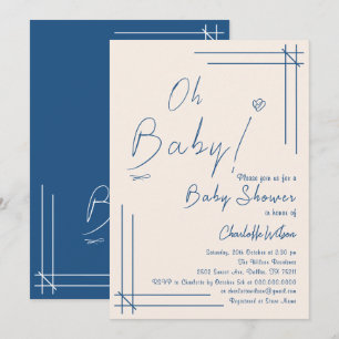 Oh Bébé! Invitation de Baby Shower Minimaliste et 