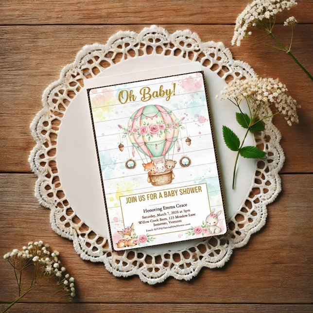Oh Bébé Invitation pour Baby Shower Montgolfière (Créateur téléchargé)