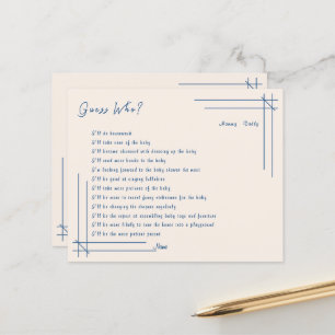 Oh Bébé! Jeu de devinette minimaliste pour Baby Sh