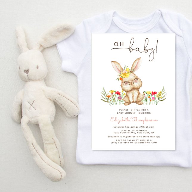 Oh bébé lapin baby shower fille Invitation (Créateur téléchargé)