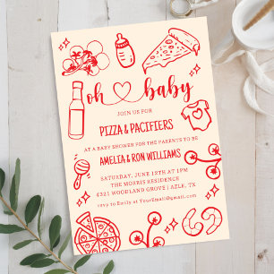 Oh Bébé Pizza + Tétines Invitation à la Baby Showe