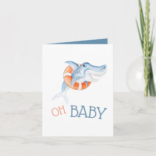 Oh bébé requin carte de remerciements d'aquarelle