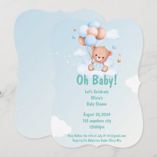 OH BÉBÉ TEDDY OURS BABY SHOWER INVITATION POUR LES