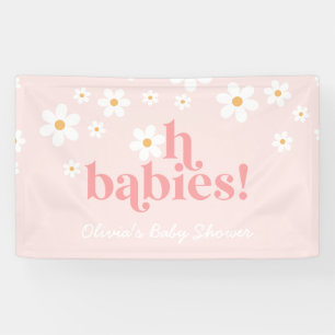oh Bébés! Bannière de baby shower rétro rose Daisy